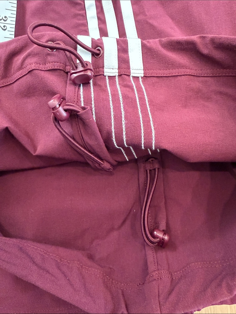 NWOT Adidas Women’s Oversized Burgundy Wide-Leg Track Pants 3-Stripes - Picture 8 of 11